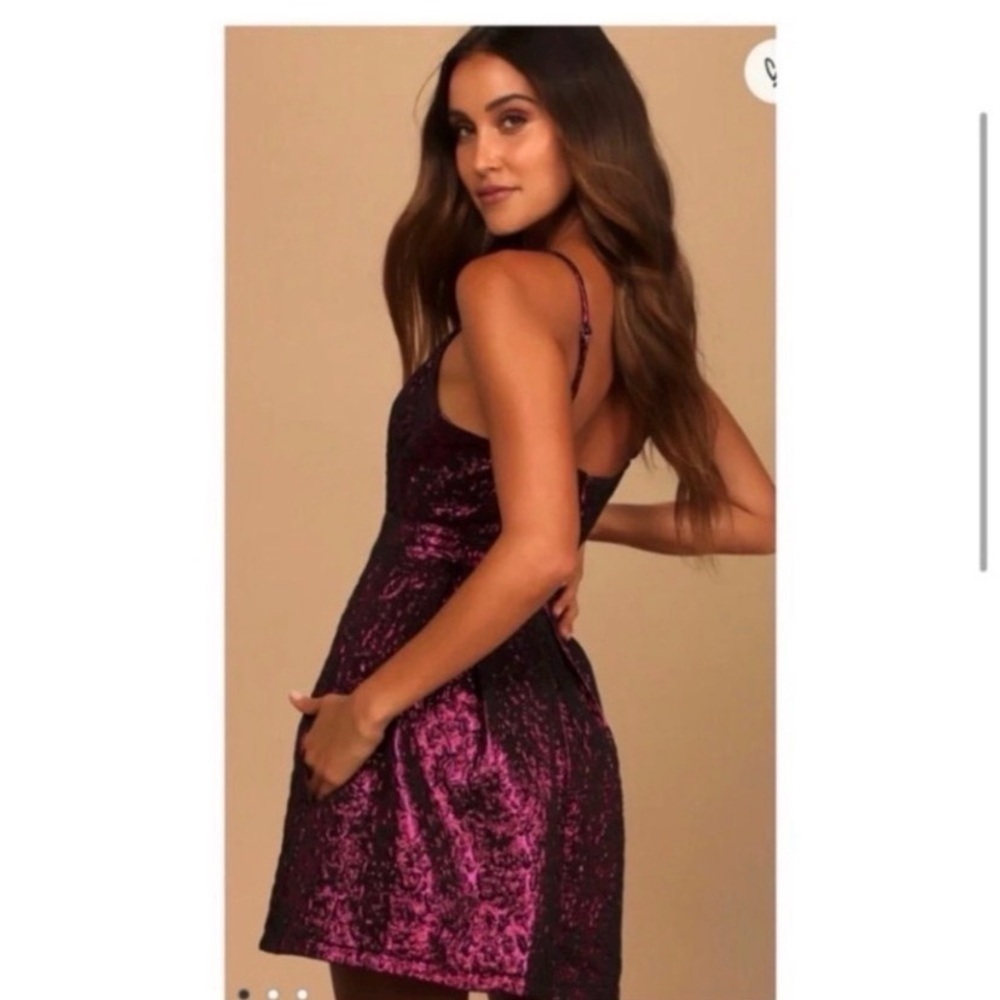 LULUS Magenta Metallic Mini Dress - Picture 3 of 9